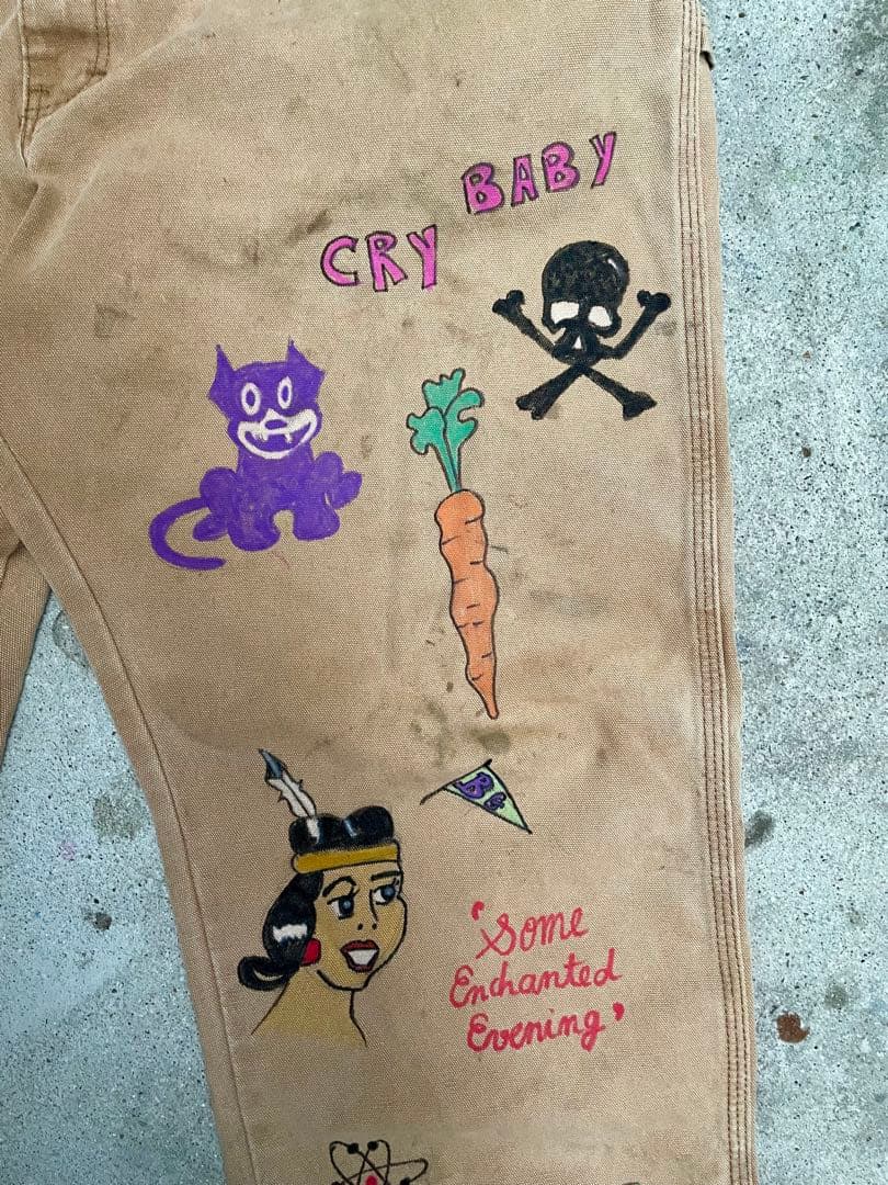 メモリアル ワークパンツ – ハンドペイント デザインサイズXL