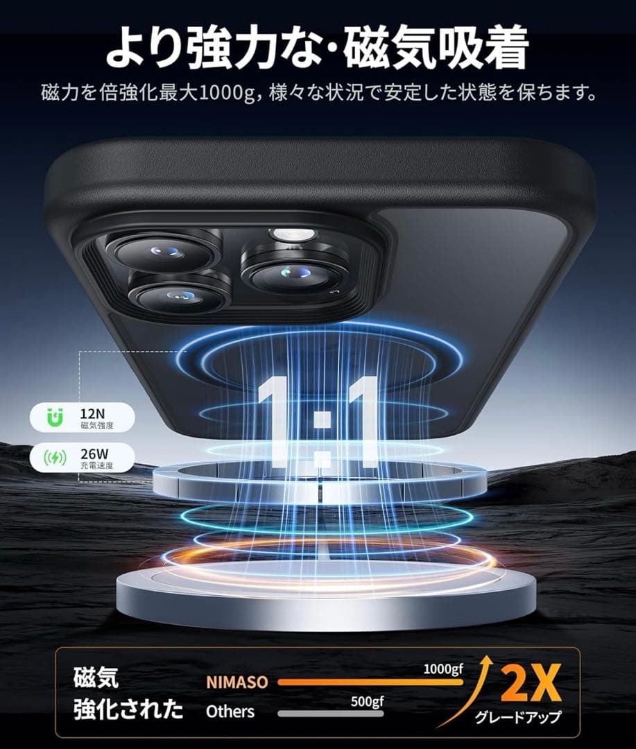 iPhone16用 ケース ケース+カメラフィルム MagSafe対応