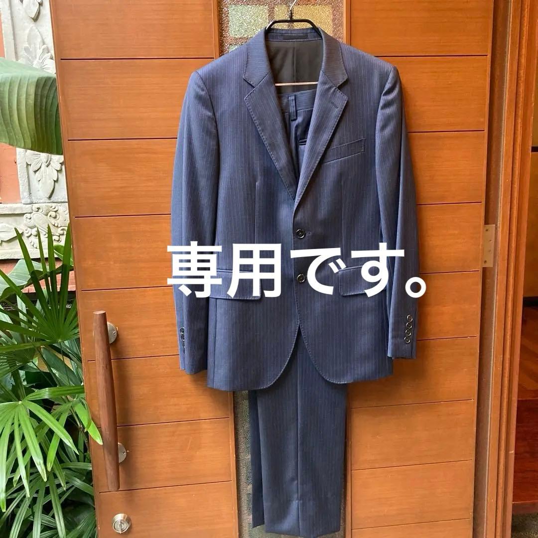 綾鷹ティー 美品！EPOCA UOMO ダークブルーのストライプスーツ