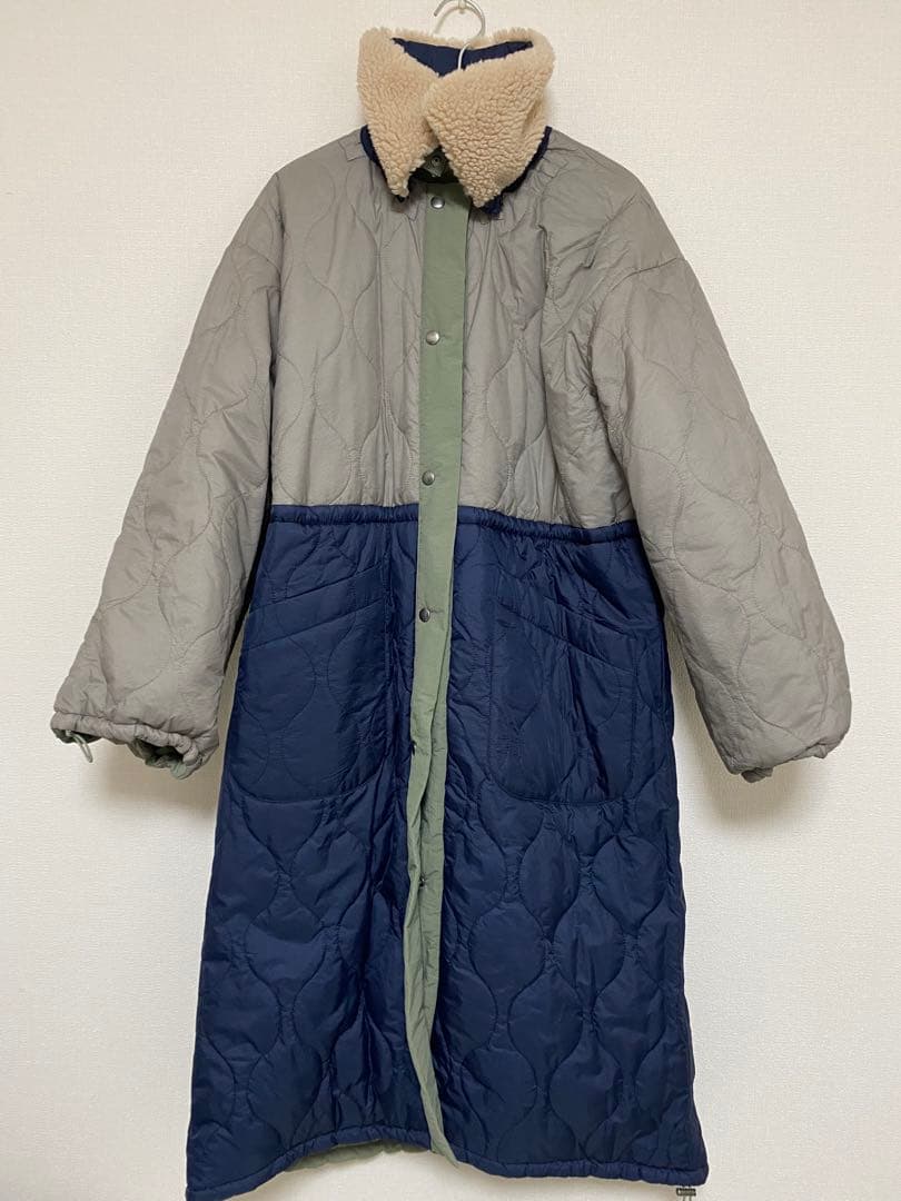 crie confortoリバーシブルバイカラー中綿コートMロングコート