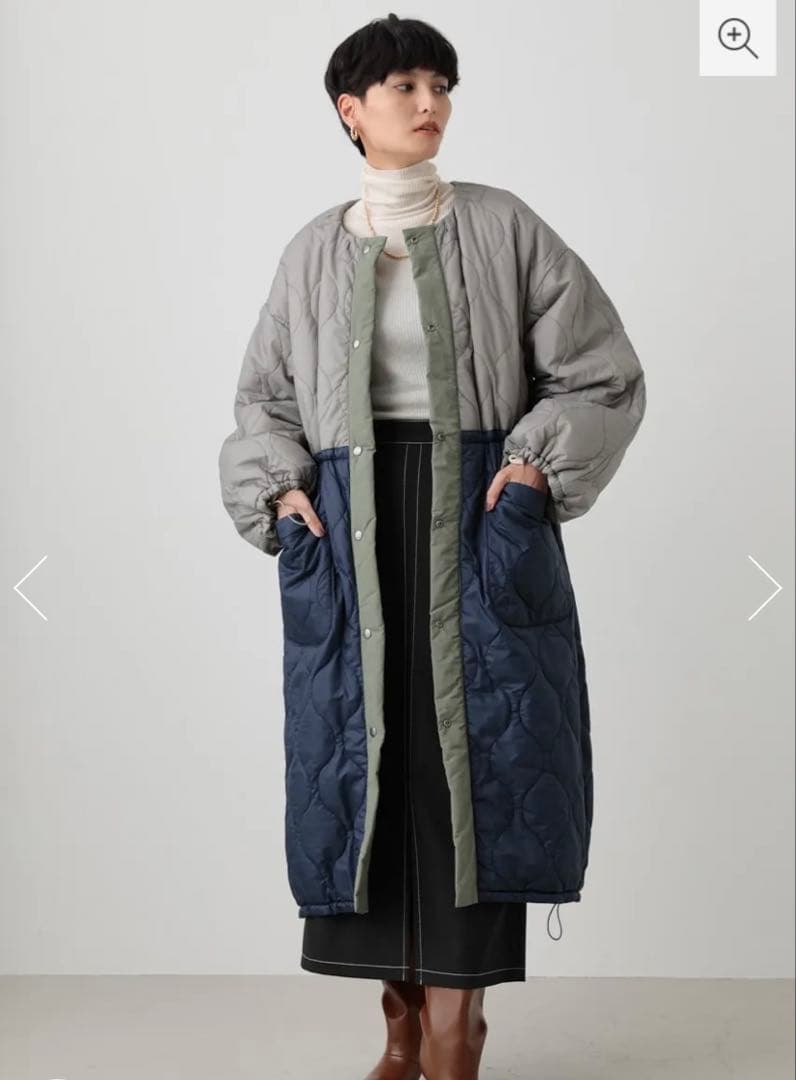 crie confortoリバーシブルバイカラー中綿コートMロングコート