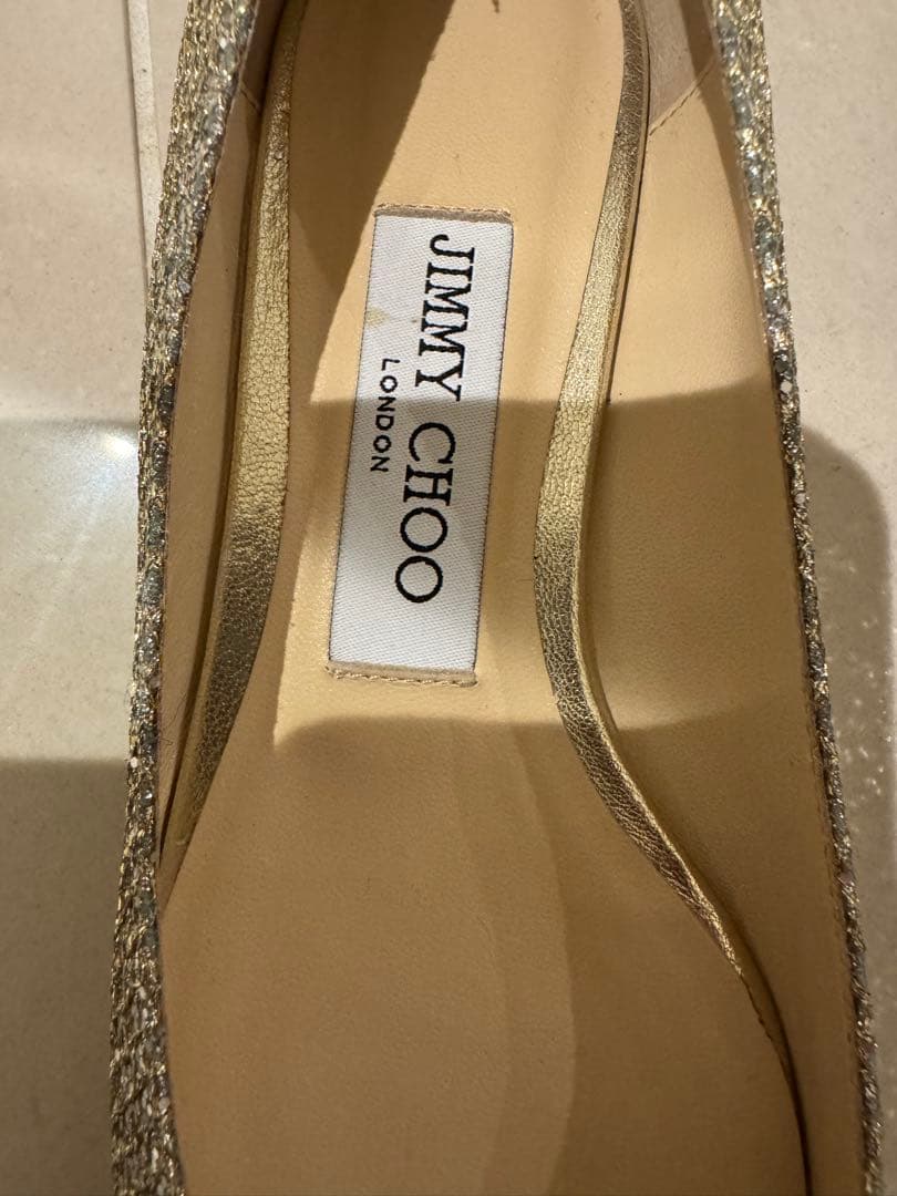未使用　JIMMY CHOO フラットシューズ　ゴールド