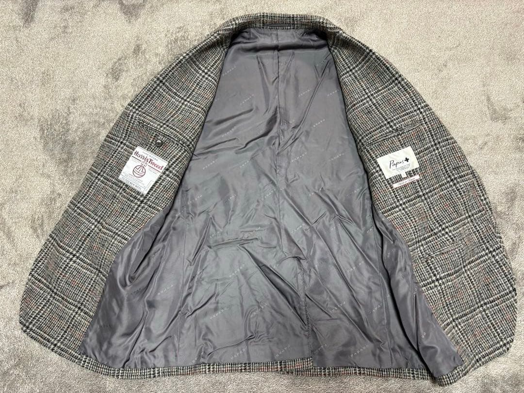 Papas+ テーラードジャケット ツイードコート ハリスツイード 千鳥格子
