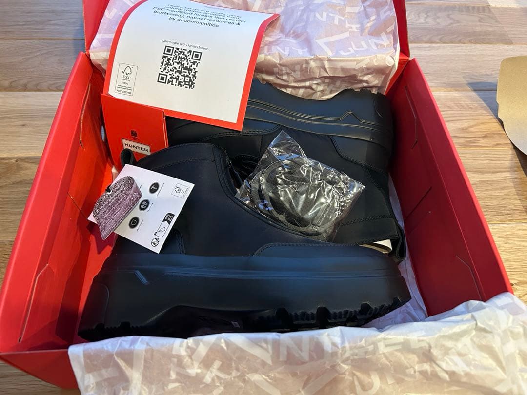 新品未使用★HUNTER エクスプローラーアンクル ジップフラットフォームブーツ