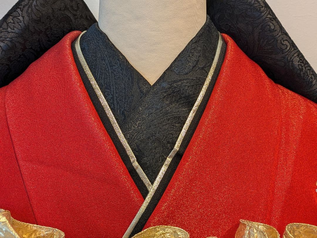 振袖フルセット 身丈165裄68.5 豪華振袖 金通し 赤 黒 逸品 成人式