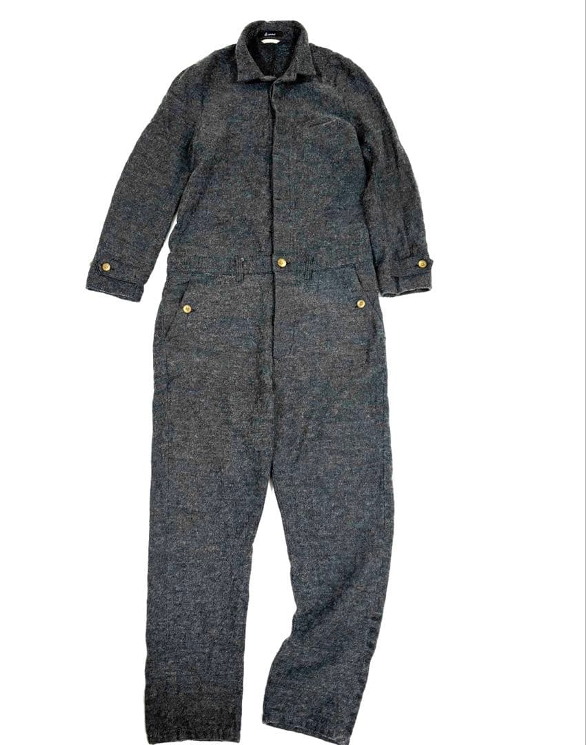 ジョンブル JOHN BULL ツイードウールオールインワン つなぎ M