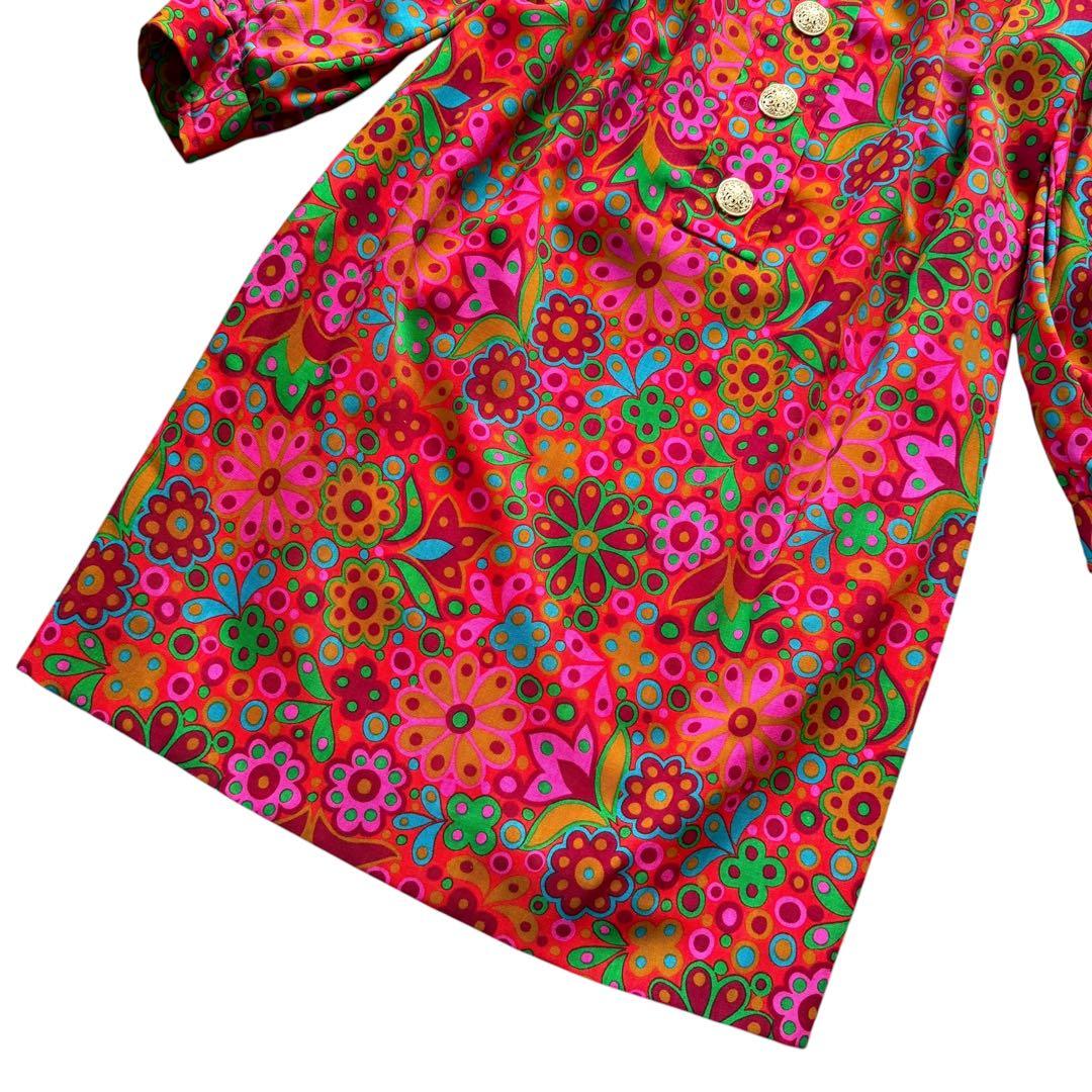 1990AW イヴサンローラン フローラル 長袖 ドレスワンピース フランス製