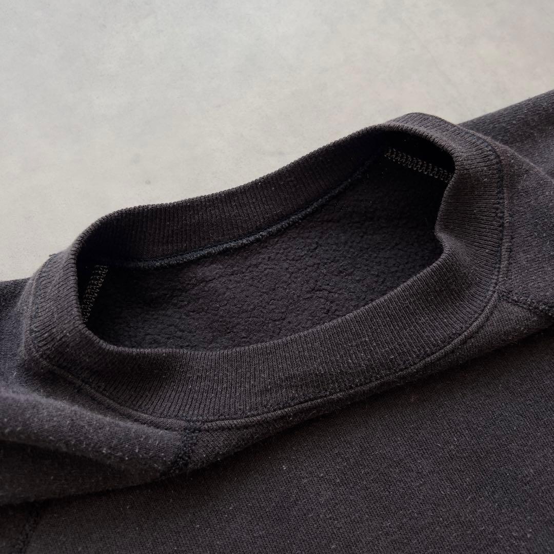 70s ブラック 無地 ラグラン スウェット サンフェード ヴィンテージ