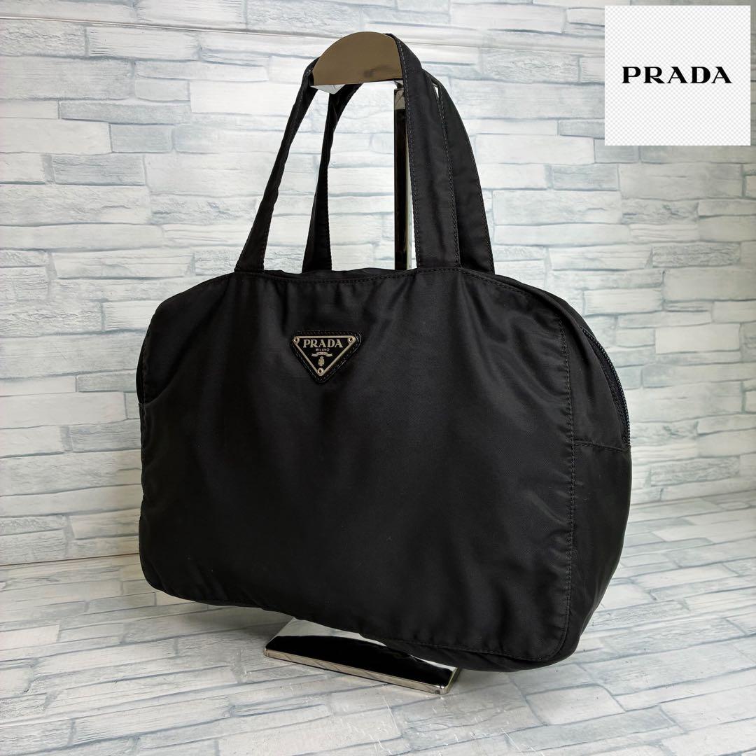 極美品　150 PRADA プラダ　ハンドバッグ　ブラック　ナイロン　kq4