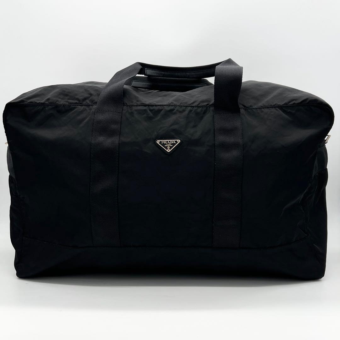 付属品完備 プラダ 2WAY ボストンバッグ 三角ロゴ 南京錠 鍵 ブラック 黒