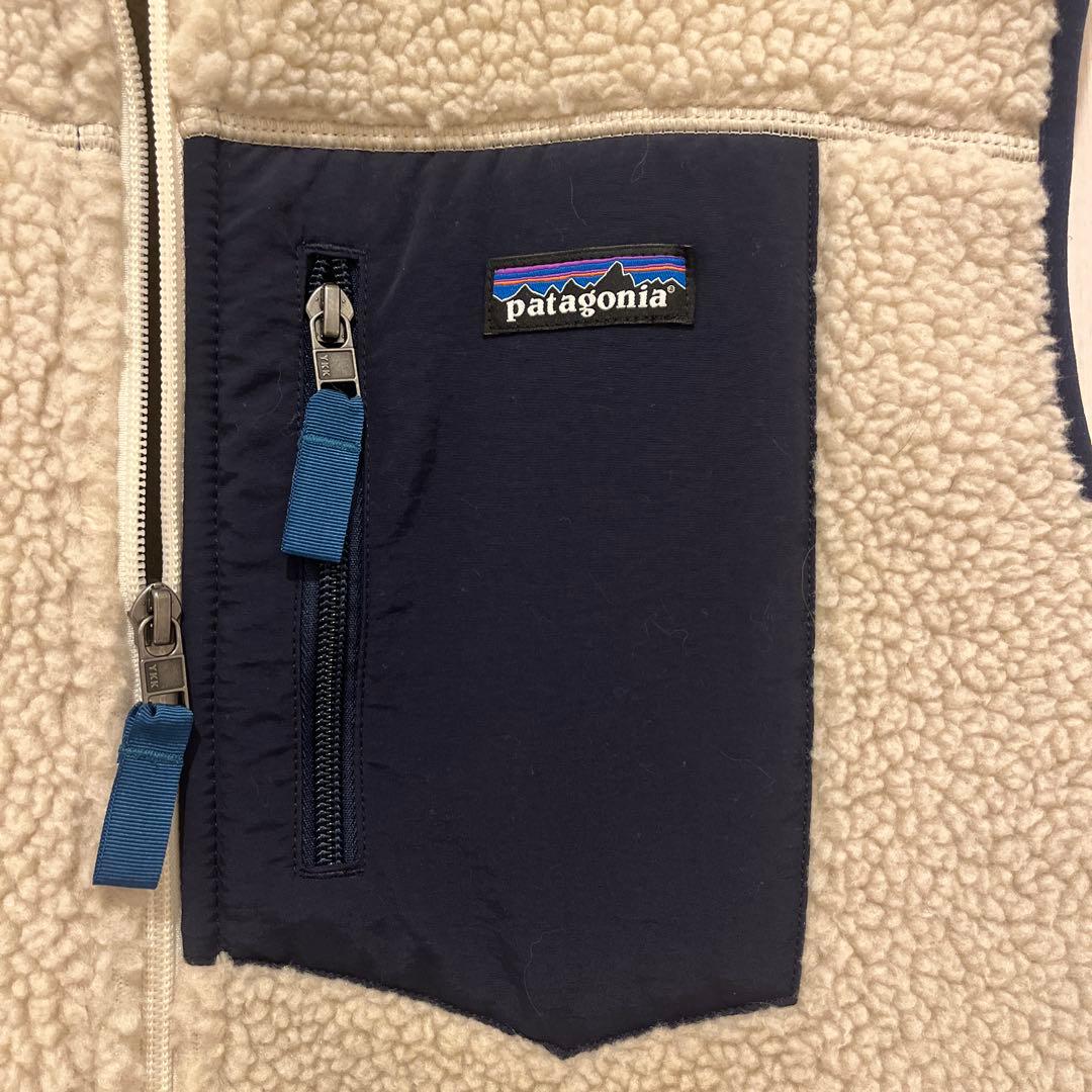 パタゴニア　フリース　ベスト　レトロX ホワイト/ネイビー　中古美品！