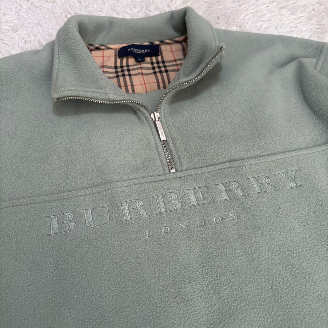 バーバリーロンドン フリースプルオーバー ハーフジップ ノバチェック デカロゴ