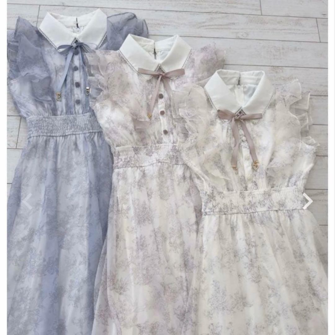 ROJITA フリルスリーブ花柄ロングワンピース