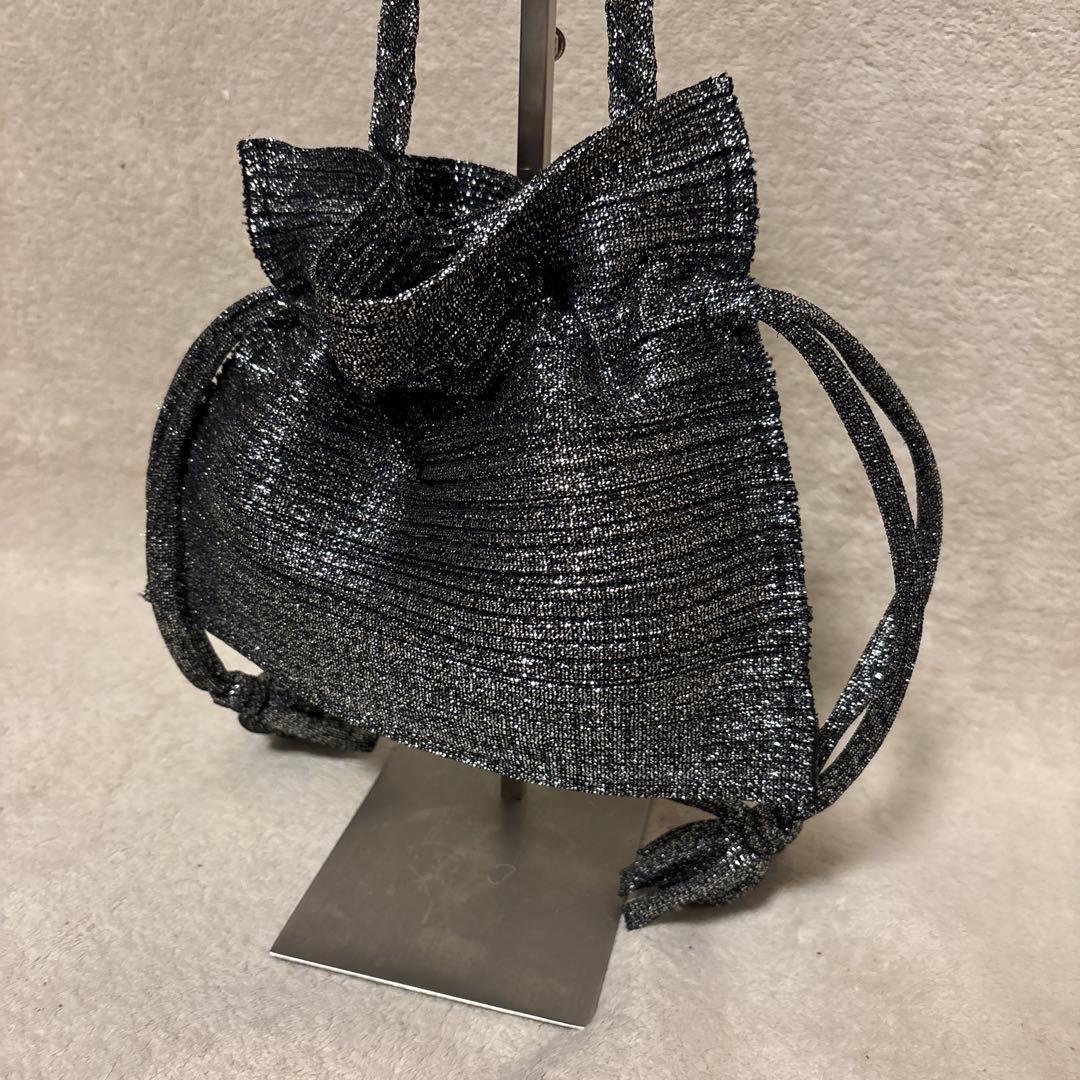 極美品⭐️pleats please プリーツ　巾着　バック　フリンジ