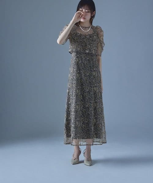 【etoll.】刺繍レースレイヤードドレス 結婚式 オケージョン