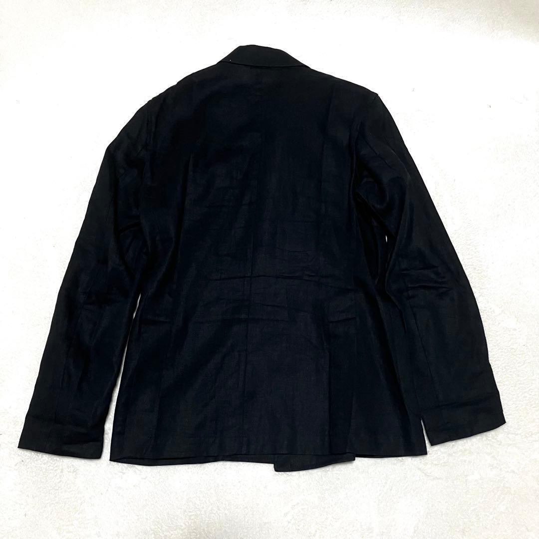 GIANNETTOテーラードジャケット 46 ダブルブレスト リネン ブラック