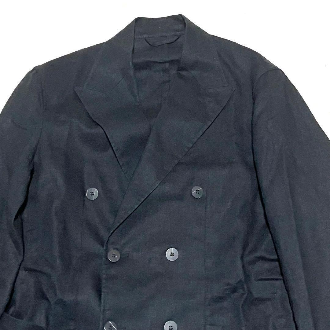 GIANNETTOテーラードジャケット 46 ダブルブレスト リネン ブラック