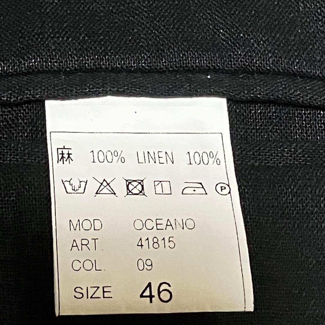 GIANNETTOテーラードジャケット 46 ダブルブレスト リネン ブラック