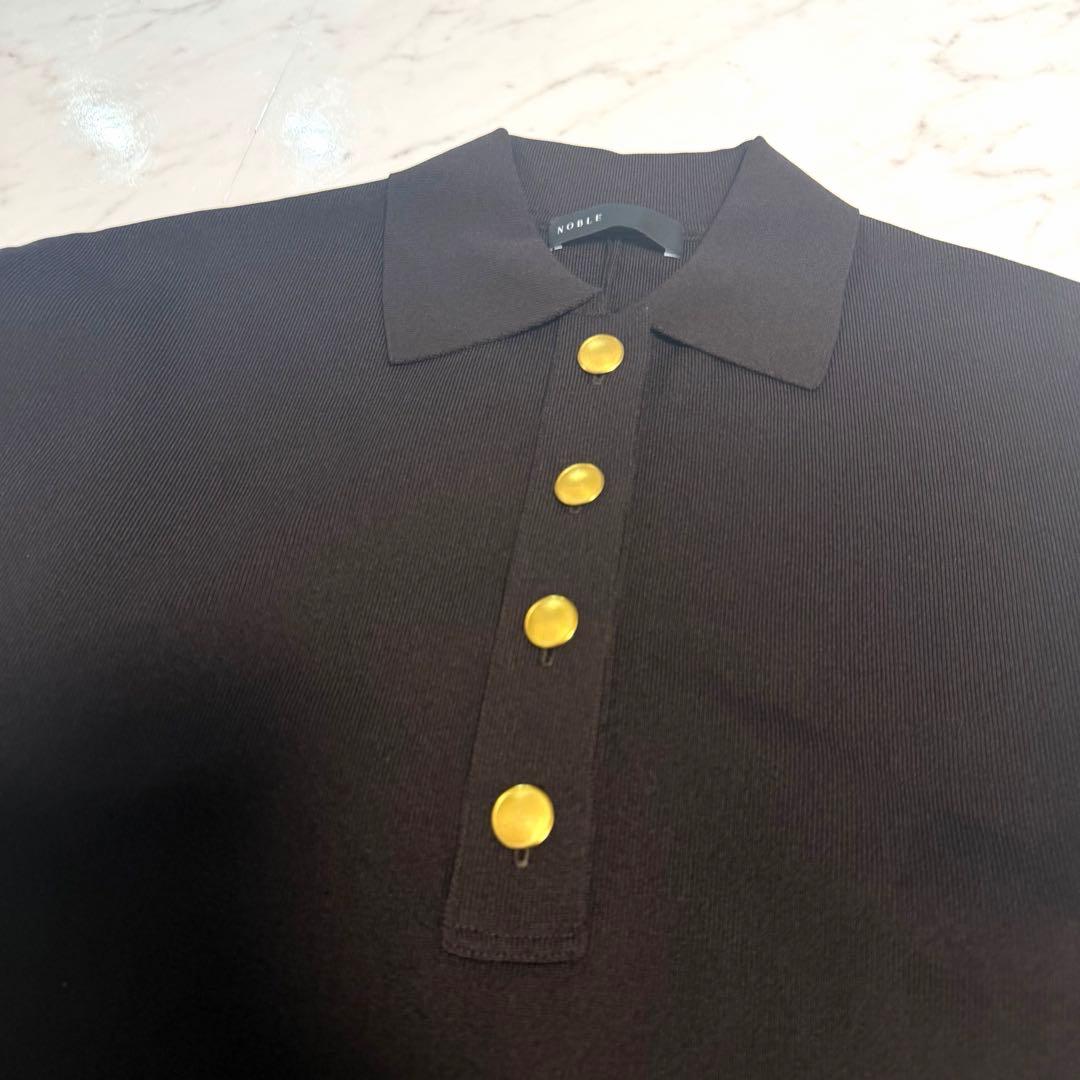 【未使用】2025✨️ノーブル ポロシャツ ニット ワンピース 美ライン ブラウン