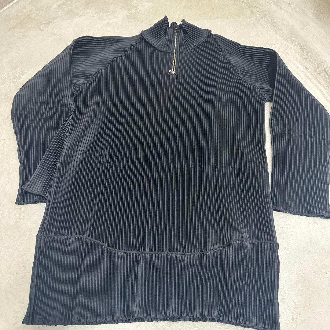 kotohayokozawa ブラック プリーツ長袖トップス