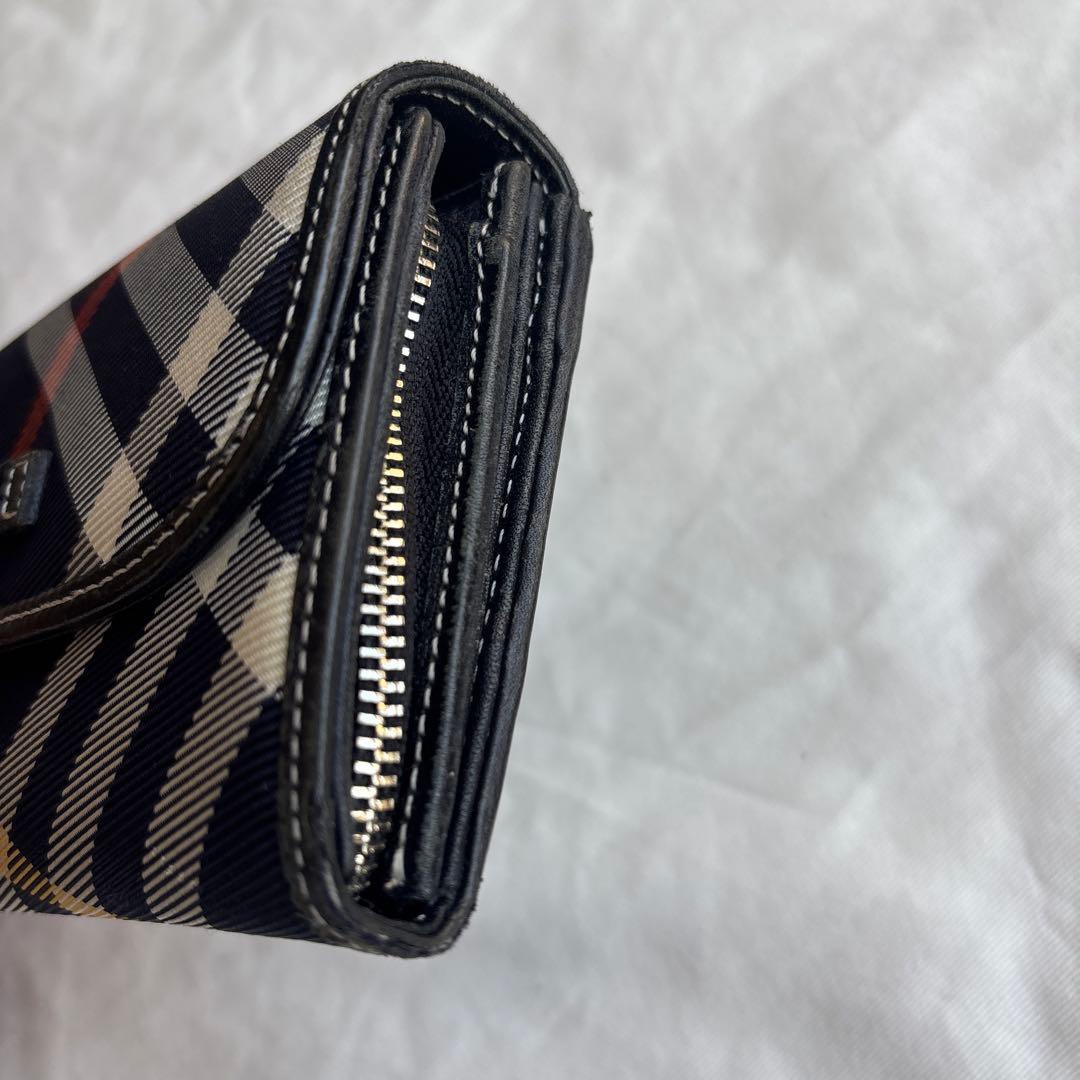 バーバリーブルーレーベル　長財布　ネイビーチェック