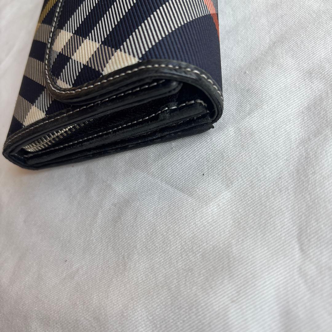 バーバリーブルーレーベル　長財布　ネイビーチェック