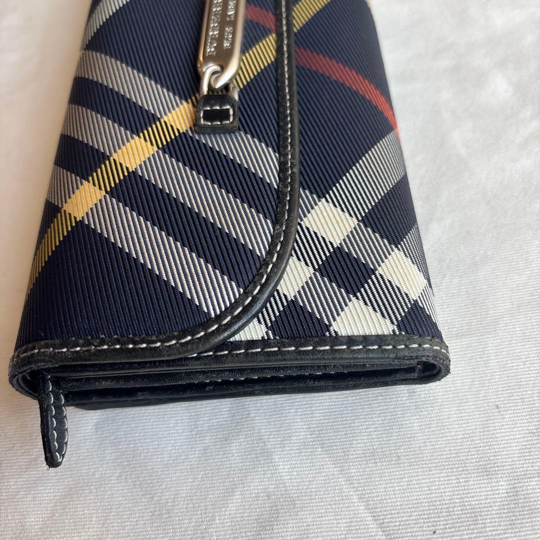 バーバリーブルーレーベル　長財布　ネイビーチェック