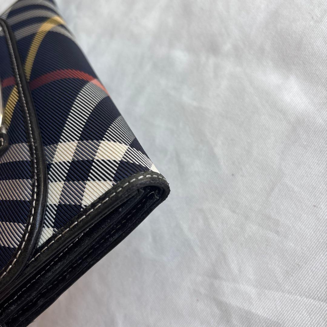 バーバリーブルーレーベル　長財布　ネイビーチェック