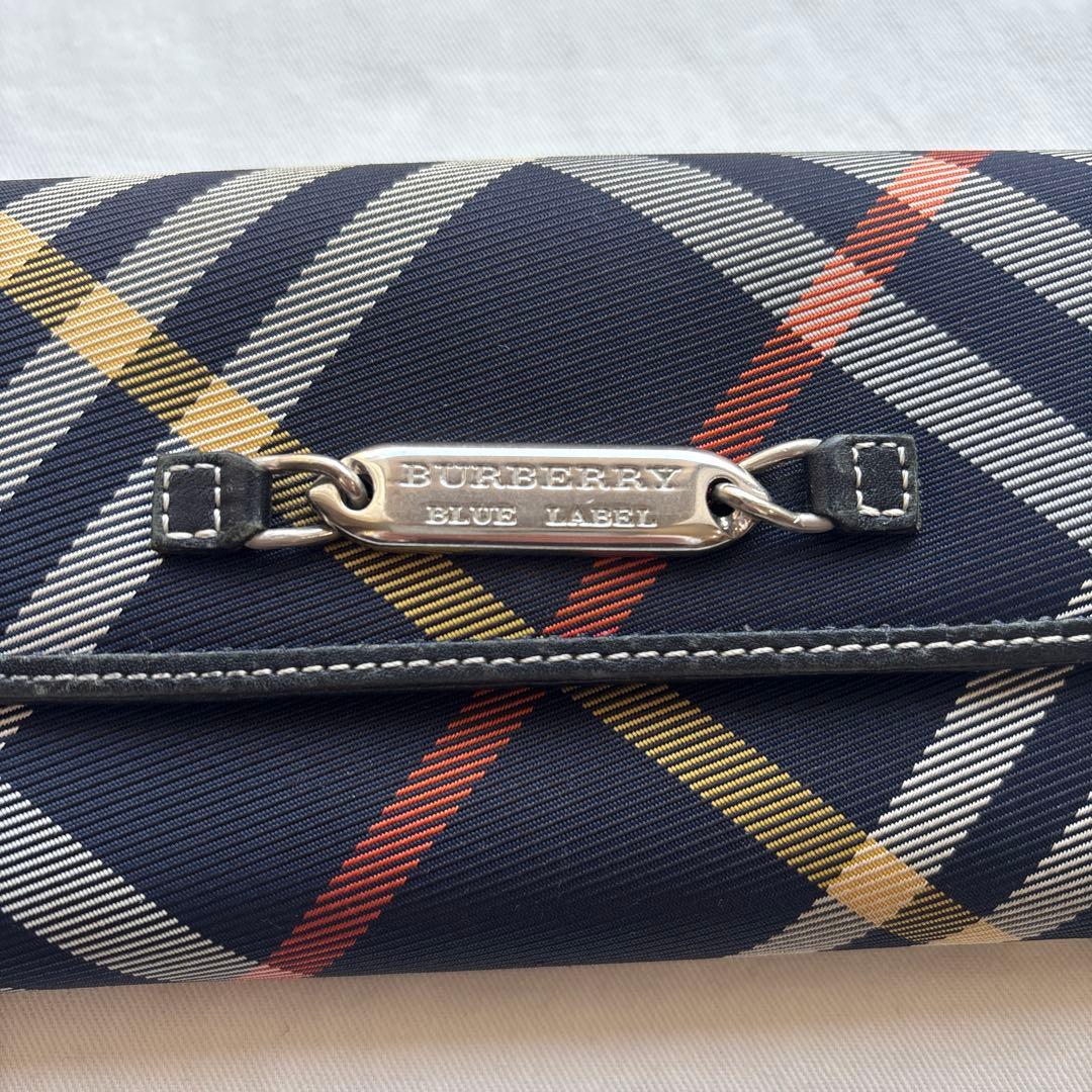 バーバリーブルーレーベル　長財布　ネイビーチェック