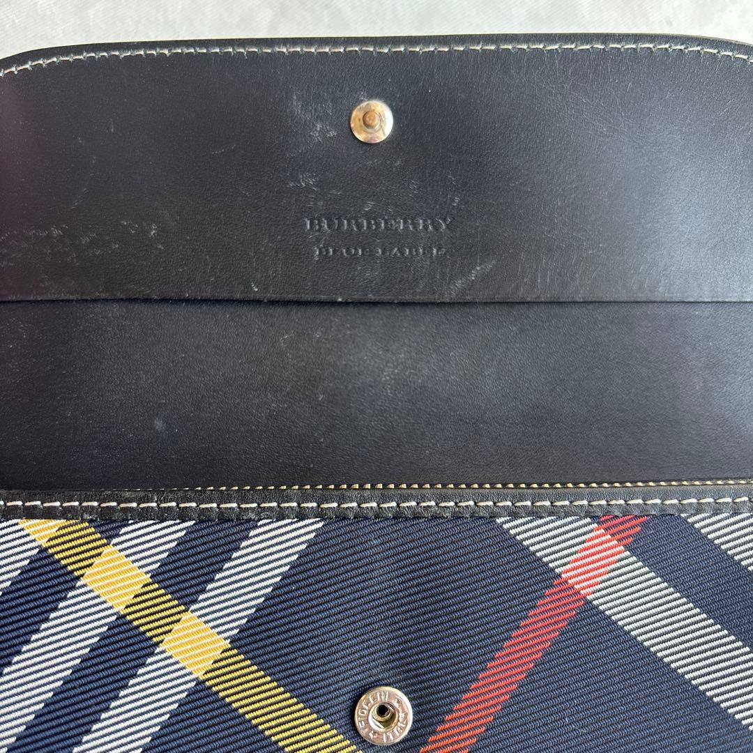 バーバリーブルーレーベル　長財布　ネイビーチェック