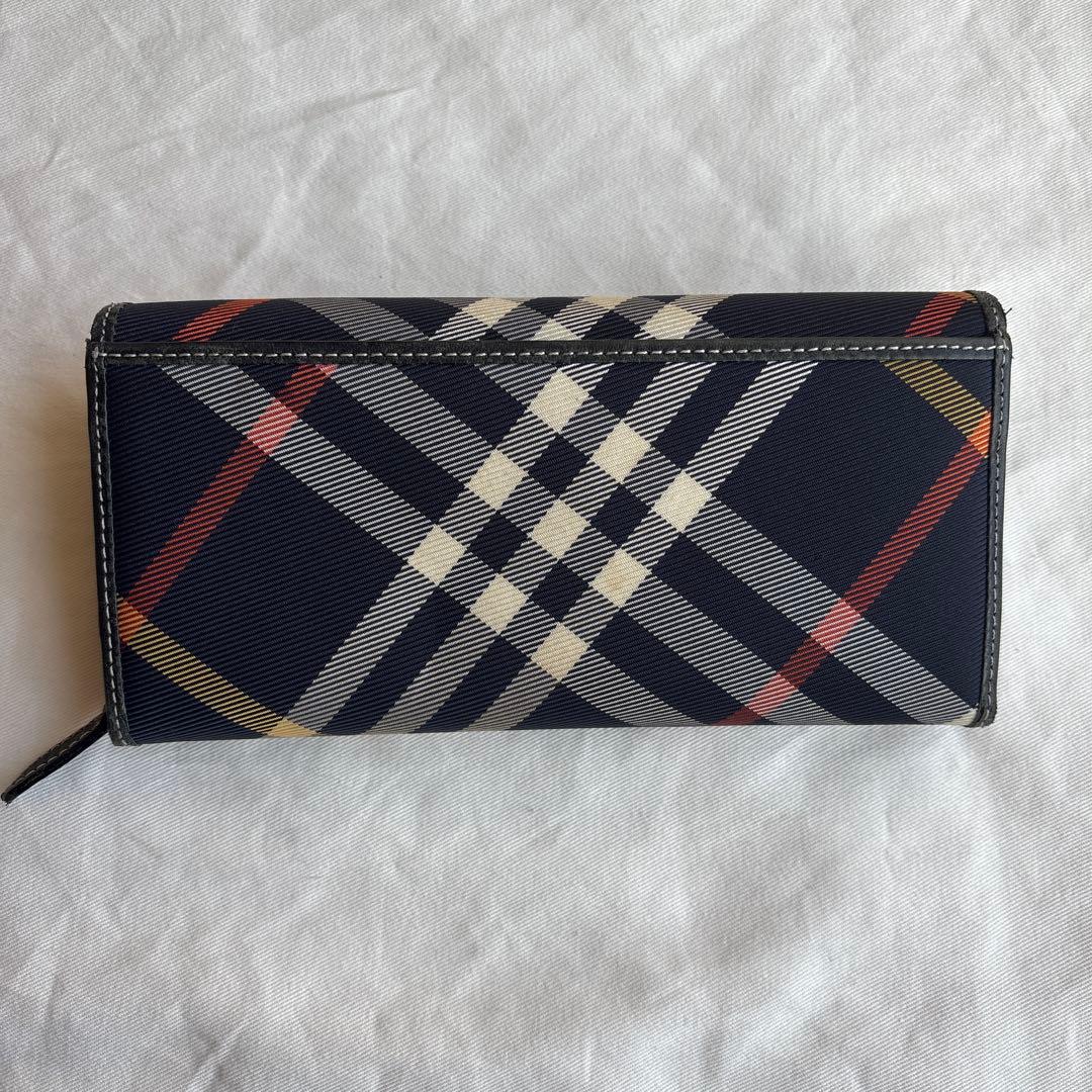 バーバリーブルーレーベル　長財布　ネイビーチェック