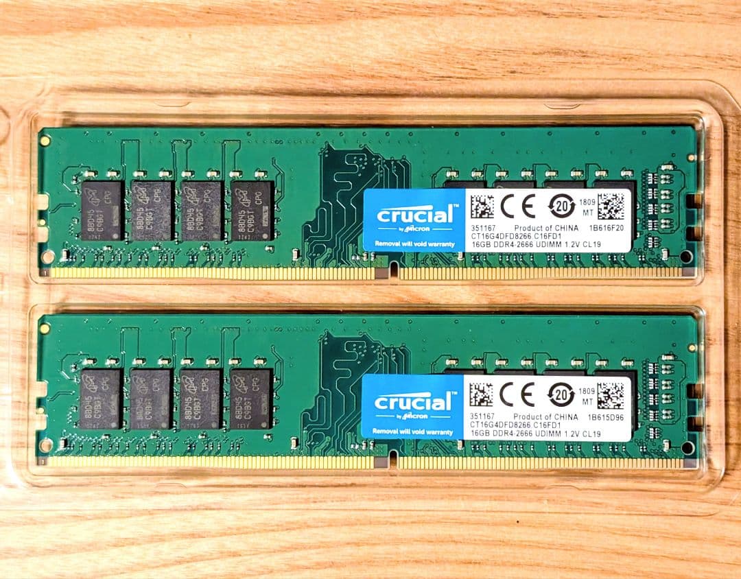 Crucial 32GBメモリ 16GB×2枚 DDR4-2666