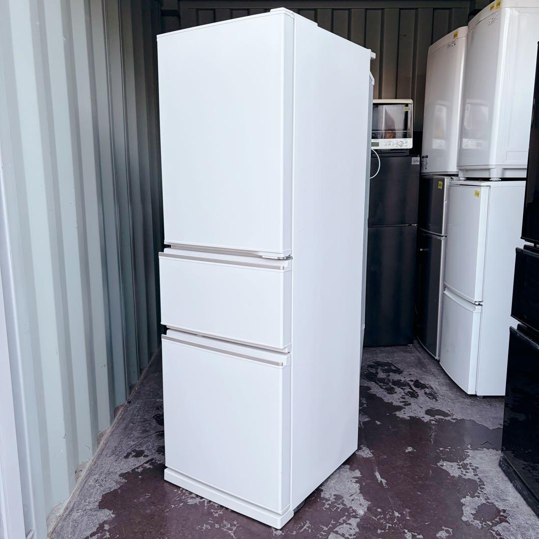 運搬取付無料！ホワイト純正MITSUBISHIシンプルスリム冷蔵庫！完動超美品！