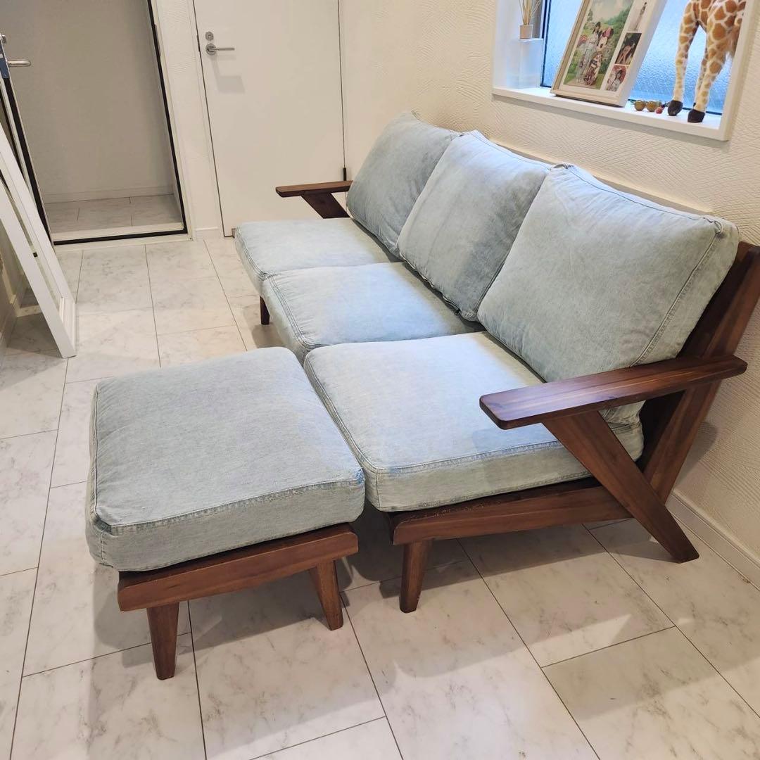 unico ウニコ SWELLA スウェラ デニム地 ベンチソファ　オットマン