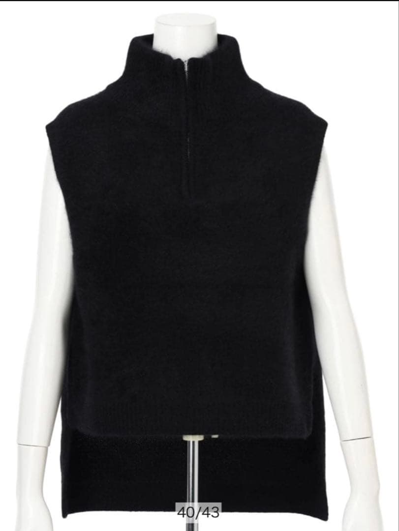 Arpege story アルページュストーリー ハーフジップFURベスト　黒