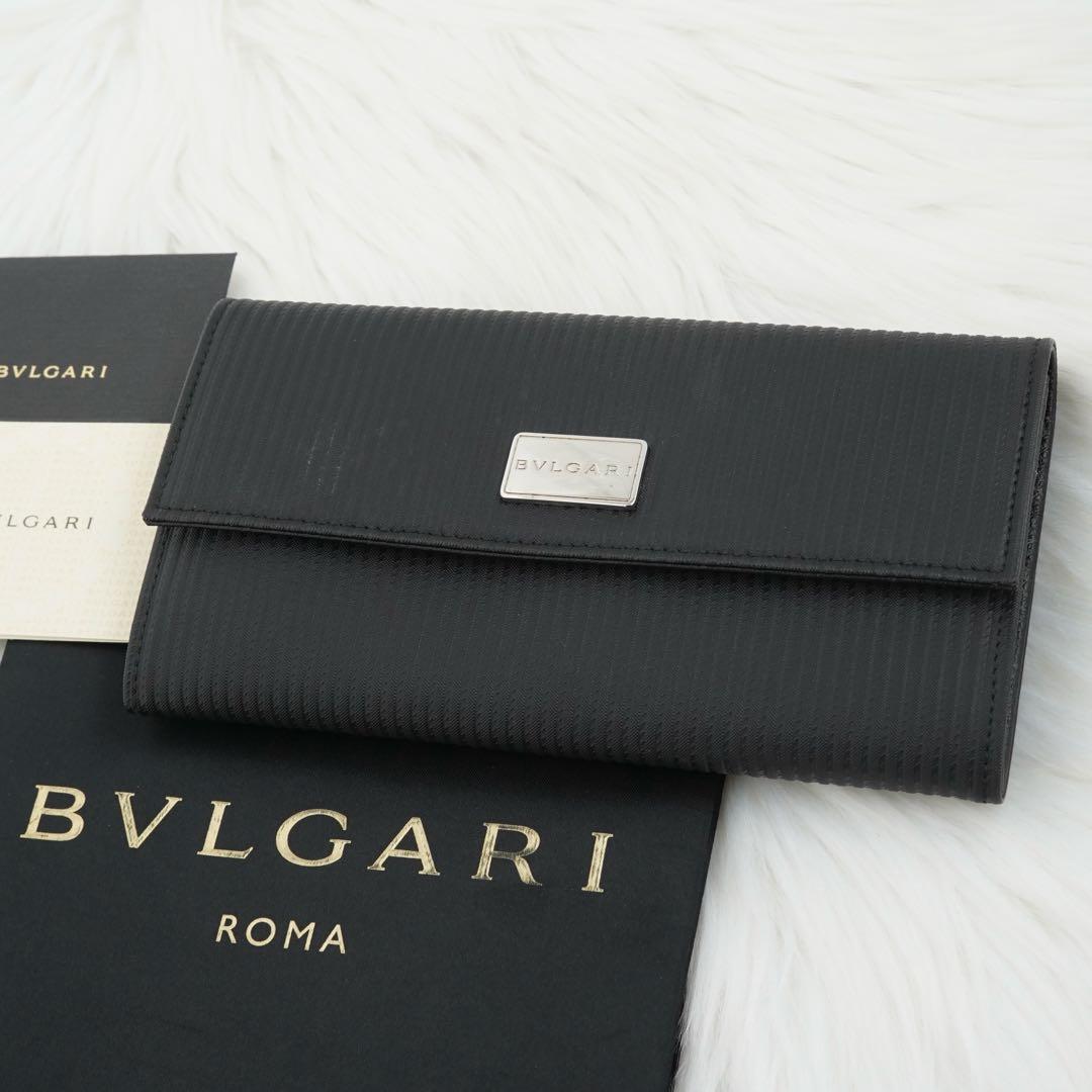 未使用品　BVLGARI ブルガリ　長財布　ロゴプレート　ミレリゲ　ブラック
