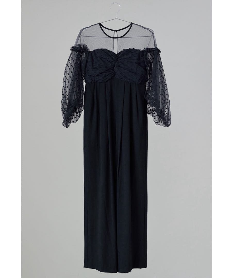 フロッキードットパンツドレス オールインワン