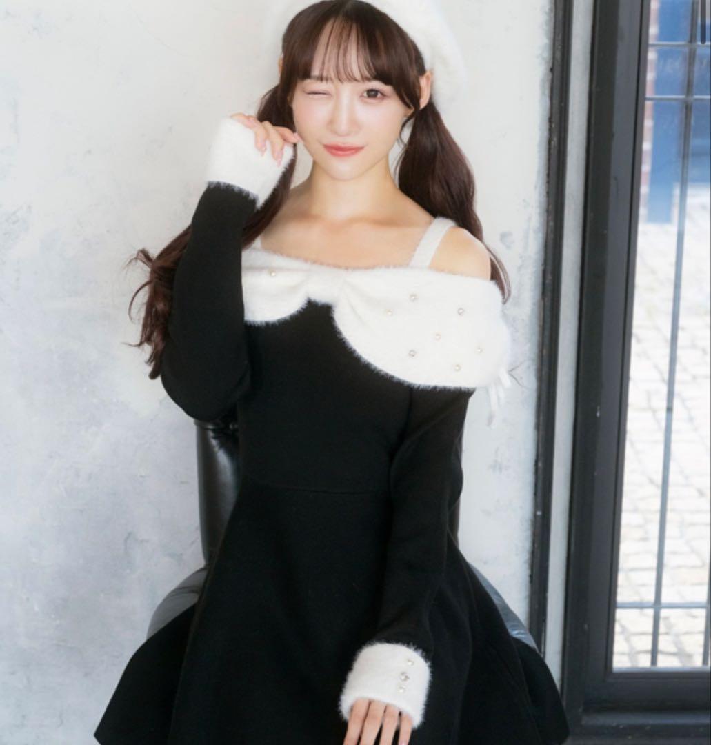 エブリン　リボンオフショルミニワンピース