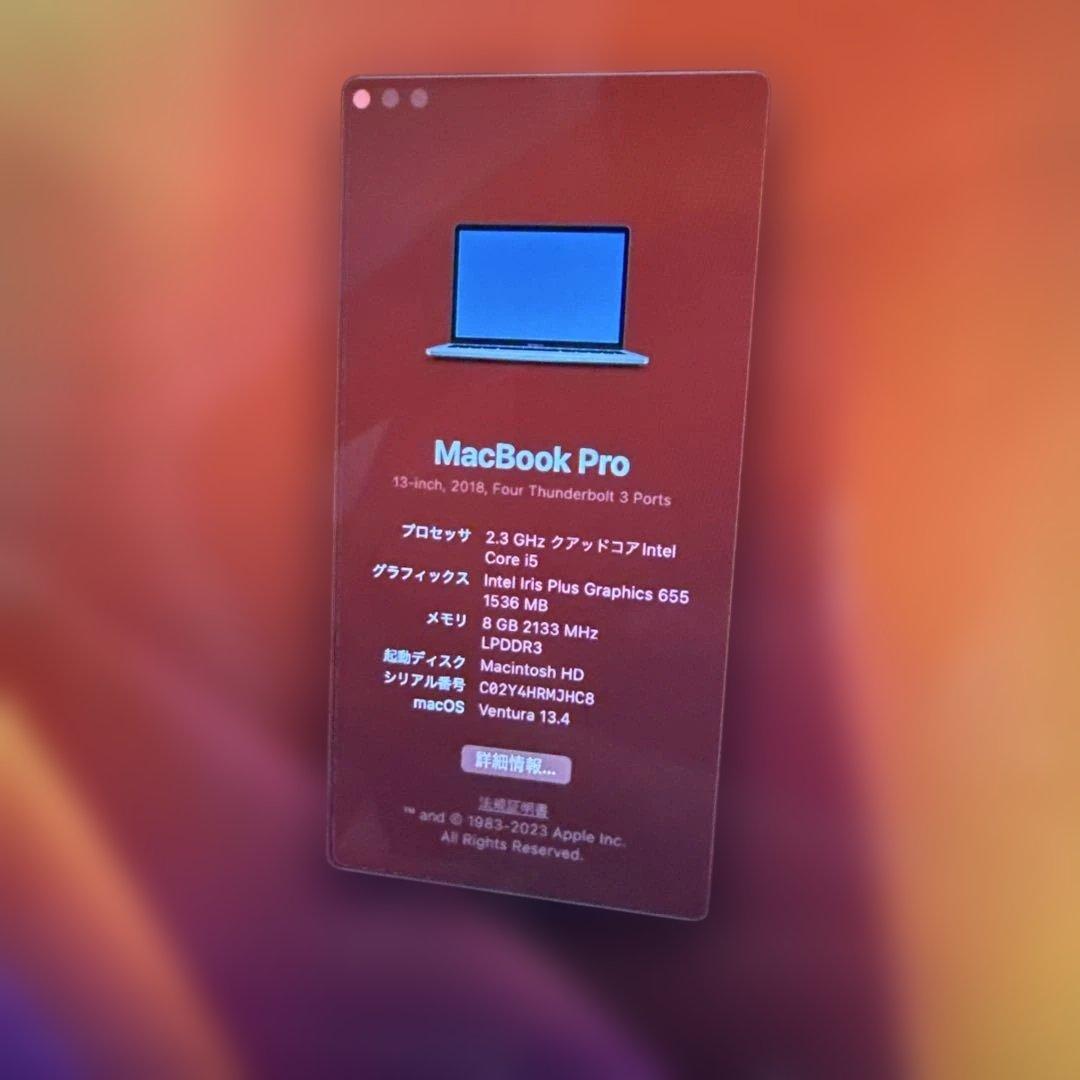 MacBook Pro 13 2018 i5/8GB/250GB 英語配列