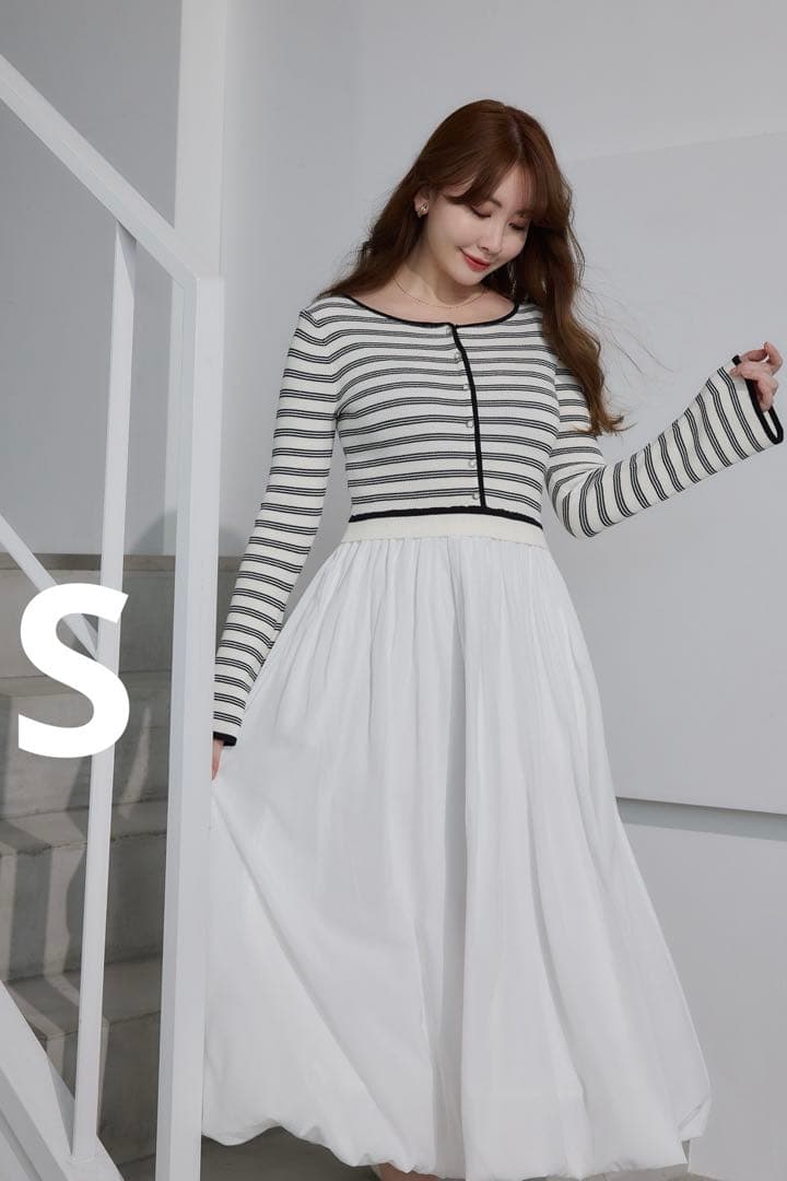 ワンピース Docking Knit Balloon Dress