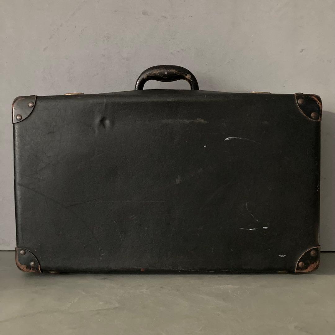 ヴィンテージ 鍵付き トランクケース トランクバッグ ブラック古道具⑤