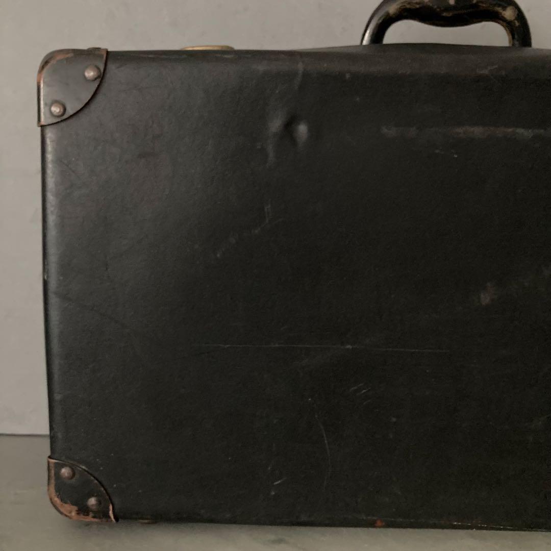 ヴィンテージ 鍵付き トランクケース トランクバッグ ブラック古道具⑤