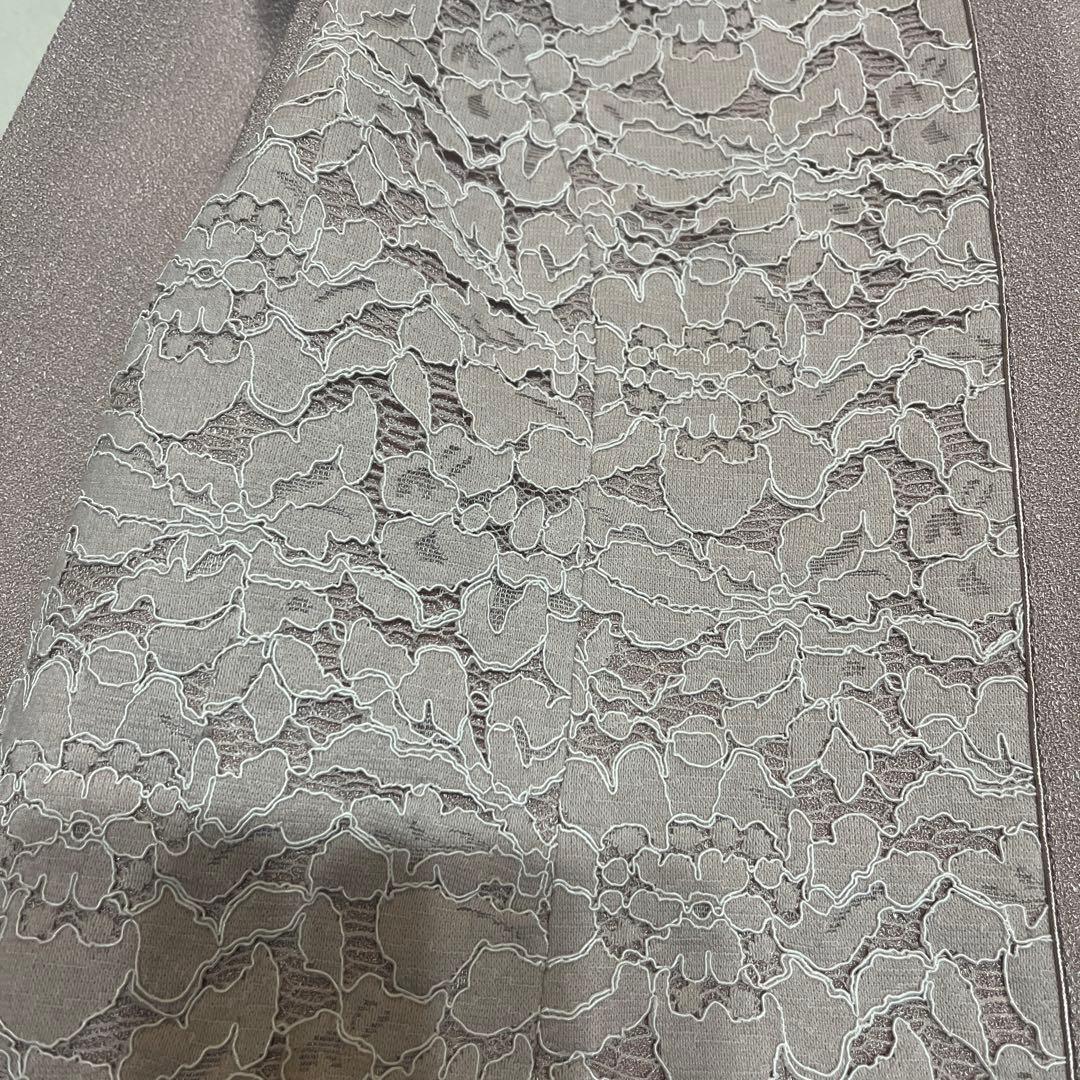 極美品　ハナエモリ　ノーカラージャケット　レース　サイズ40 シボ加工　薄ピンク