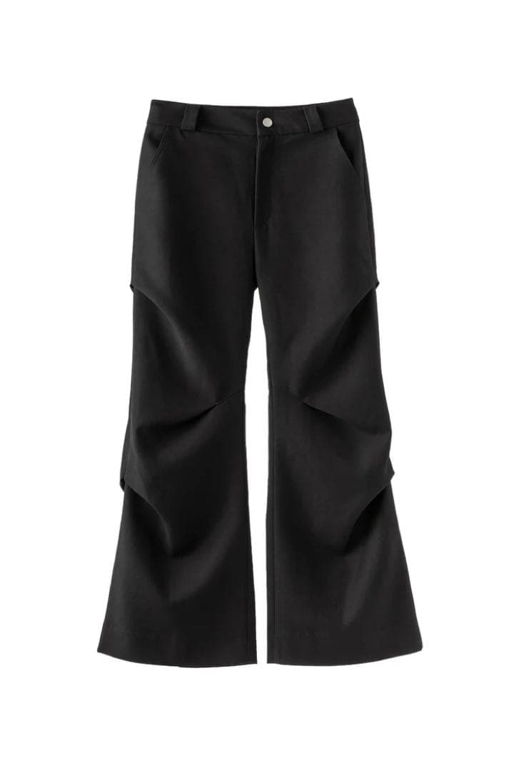 FRKM SCD フレアパンツ　ブラック　変形　タック　スラックス　 Sサイズ