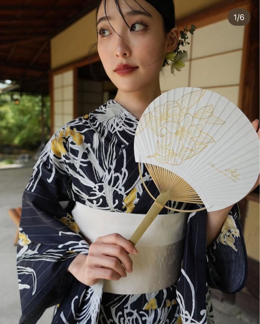 y*'様 【utatane×Acka.】浴衣4点セット 菖蒲と糸菊 navy