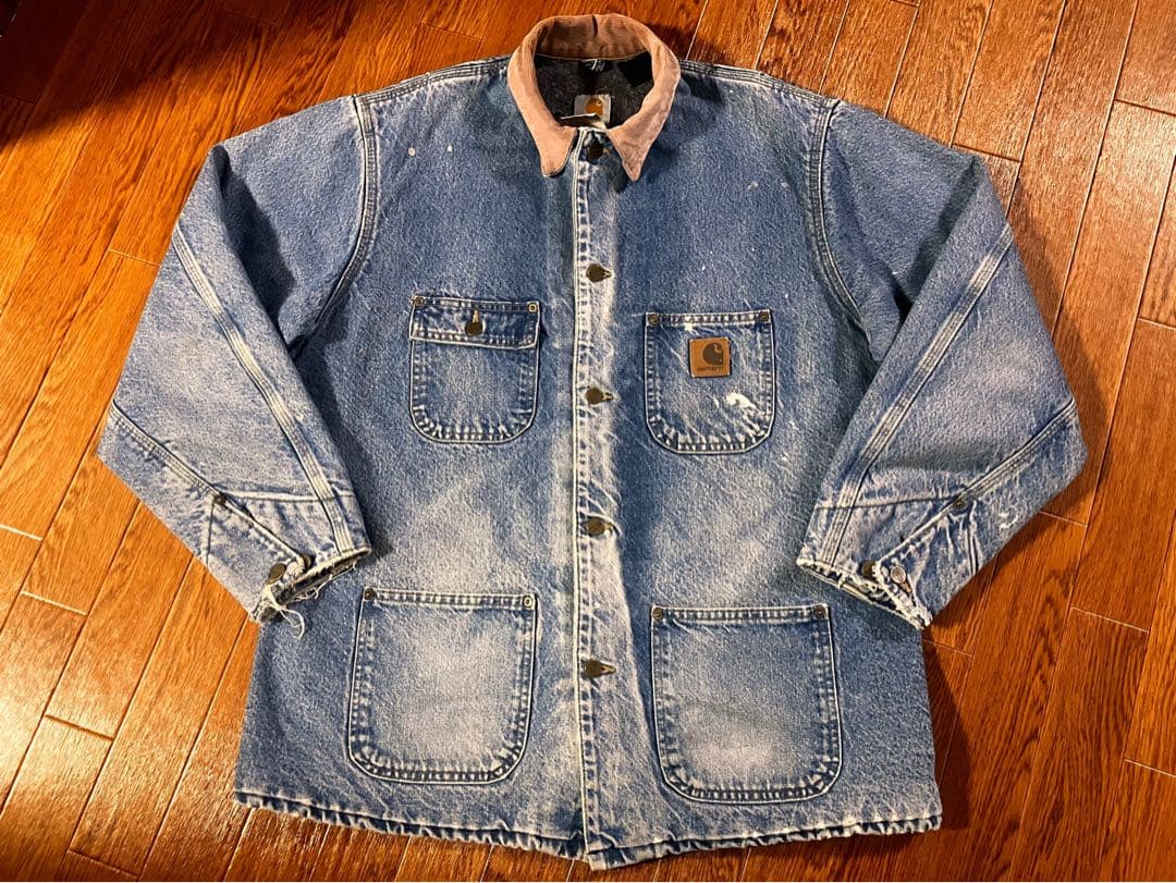 極上フェード 90s USA製 カーハート デニム チョアコート DST L