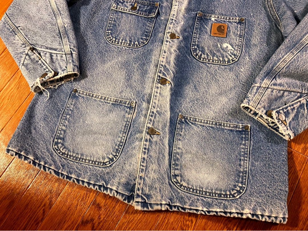 極上フェード 90s USA製 カーハート デニム チョアコート DST L