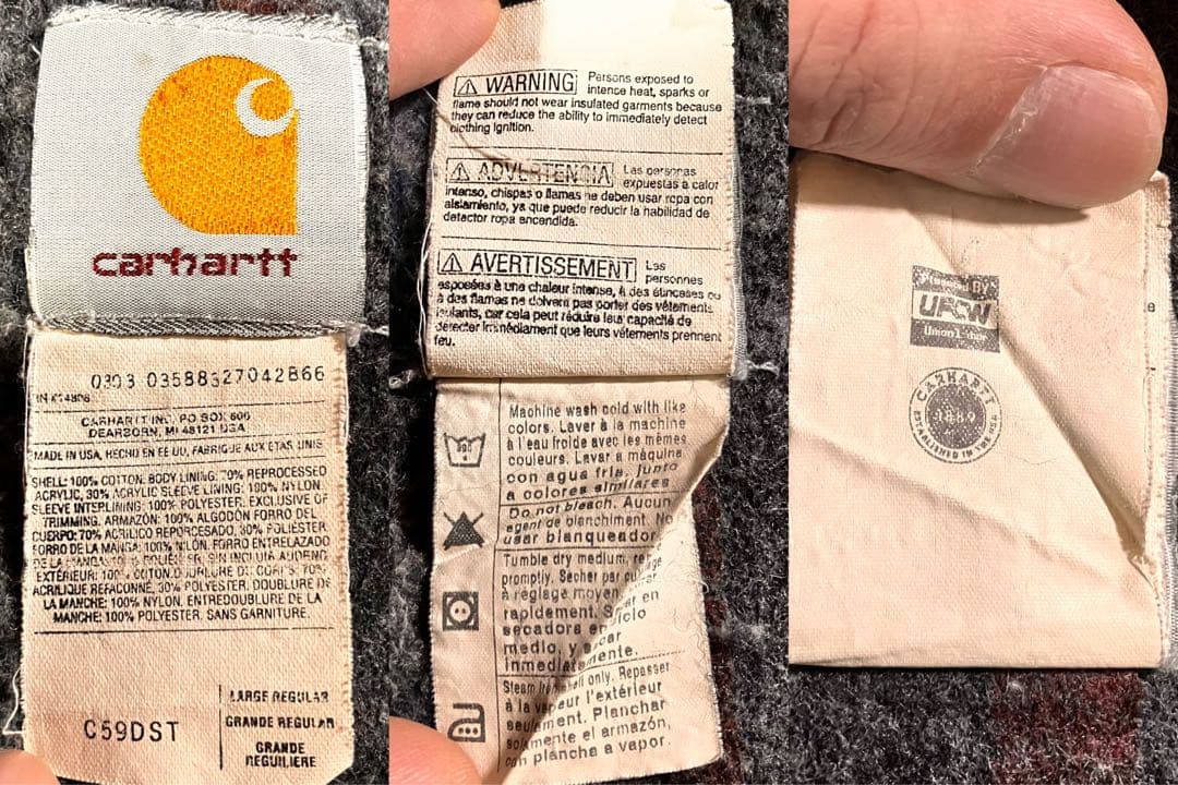 極上フェード 90s USA製 カーハート デニム チョアコート DST L