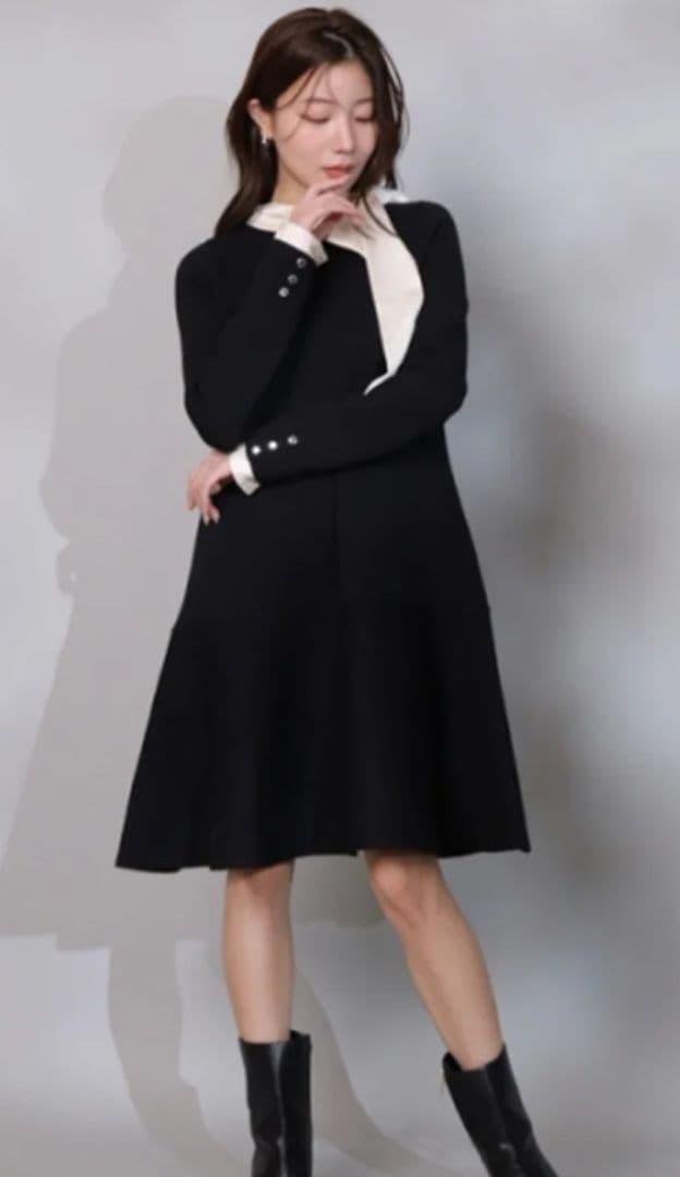 【新品】アプワイザーリッシェ　ネックリボンミニニットワンピース