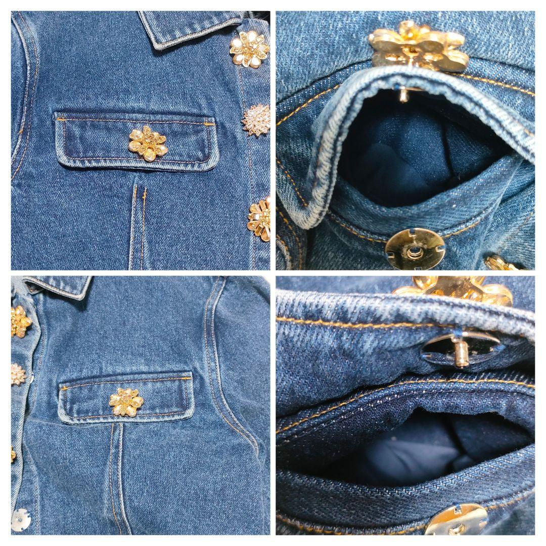 セルフポートレート クロップドデニムジャケット　ディアマンテボタン